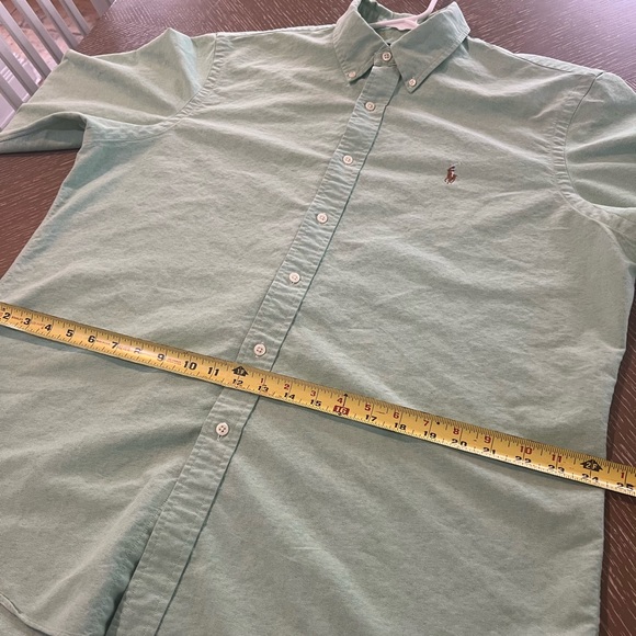 Men’s long sleeve button down polo, green, XL - Picture 3 of 6
